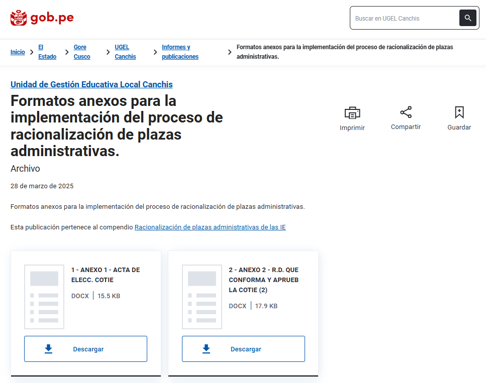 Formatos anexos para la implementación del proceso de racionalización de plazas administrativas.
